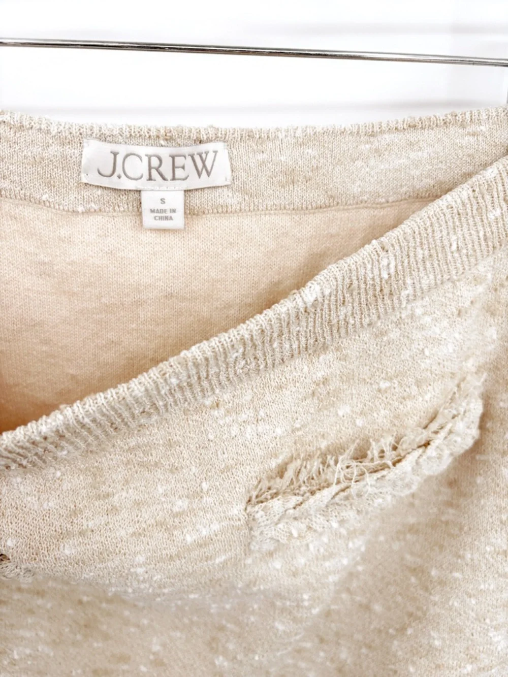 J.CREW Marled Fringe-Trim Sweater Lady Jacket & Mini Skirt Set Heather Sand S